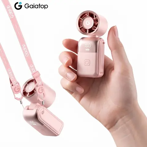GAIATOP Minifan - Rechargeable Wireless Portable Pocket-Sized Handheld Fan with 15700 RPM Turbo, 6 Adjustable Speeds, 15H Battery Life, Digital Display, Foldable Design, USB Plug, Strong Wind, Handheld or Desktop Flexibility, for Travel, Outdoor Use