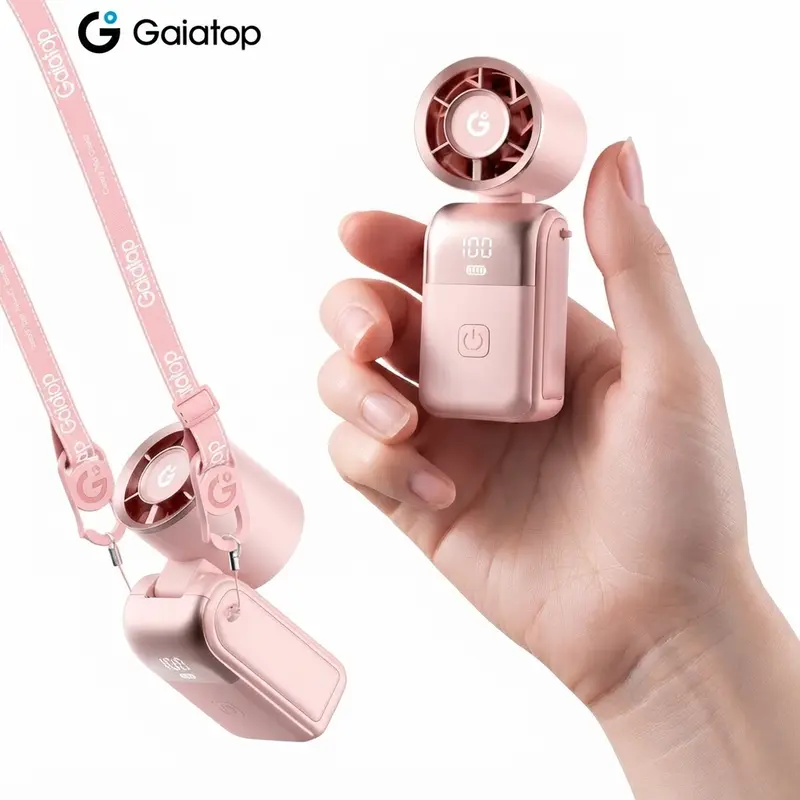 GAIATOP Minifan - Rechargeable Wireless Portable Pocket-Sized Handheld Fan with 15700 RPM Turbo, 6 Adjustable Speeds, 15H Battery Life, Digital Display, Foldable Design, USB Plug, Strong Wind, Handheld or Desktop Flexibility, for Travel, Outdoor Use