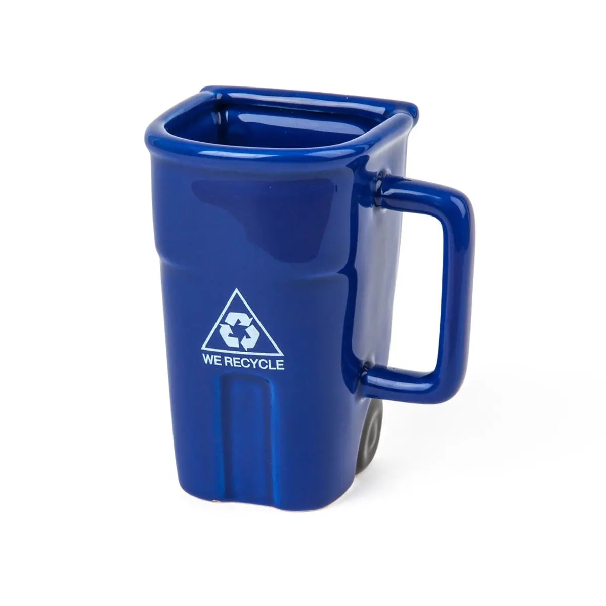 BigMouth Recycle Bin Coffee Mug — 12 oz Ceramic Novelty Mug, Trash Can Shaped Coffee Cup & Desk Pen Holder, Funny Gift for Coworkers & White Elephant Parties
