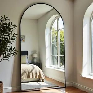 Floor Full Length Mirror, 71"x26" Arched-Top Hanging, Leaning or Standing Mirror, Full Body Wall Mounted with Aluminum Frame for Living Room, Bedroom Arched 71"x26" Full Length Mirror Full Body Floor Mirror Standing Hanging or Leaning Wall