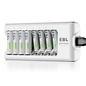 EBL AA AAA Rechargeable Batteries with Upgraded 808 Individual Charger, 1.2V 2800mAh Double A Batteries,Long Lasting Recharerble AA AAA Ni-Mh battery with Integrated Charing Storage Box