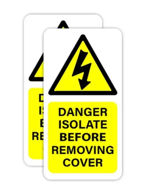 Danger Isolate Before Removing Cover Electrical Sticker (2-Pack) - 4" Safety Sings for Workplace, Business, and Homes
