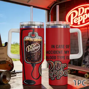 40oz Stainless Steel Vacuum Tumbler  | Funny Printed Travel Mug with Handle | Leak-resistant Lid & Straw | Car Cup Holder Friendly | Office & Outdoor