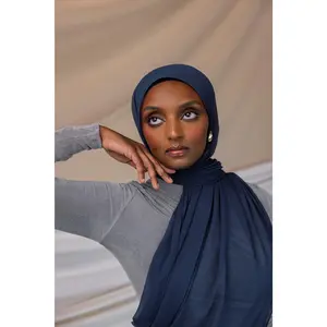 VELA Velvet Sapphire Crinkle Chiffon Hijab - Butter-Soft & No-Slip Square Head Scarf for Women, High Coverage, High Coverage Square Hijabs
