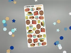 Desserts Themed Sweet Confections Color Sticker Sheet