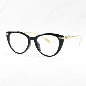 ELKLOOK Cat Eye Frame Blue Light Blocking Eyeglasses Gifts For Women 2025 Unisex Eyewear For Work Daily Life Black Gold
