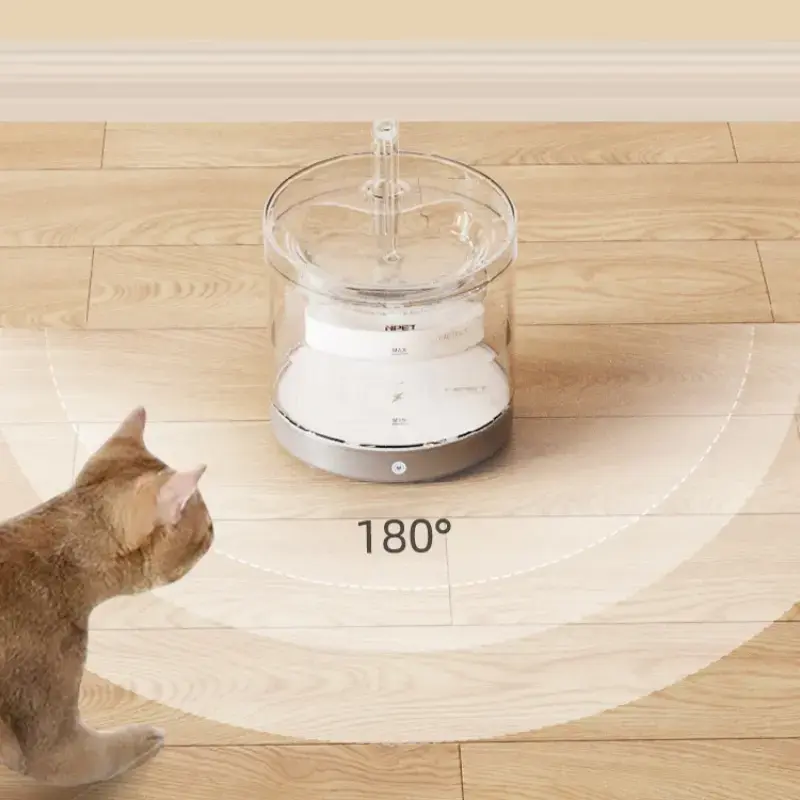NPET Wireless Automatic Cat Bowl - 50oz/1.5L Pet Dispenser with Dry-Proof Pump, 4000mAh Battery, Motion Sensor, 5-Layer Filtration, Continuous Flow, 3 Water Flowing Modes for Bedroom Use, Automatic Water Bowl, 5 Layers Filtration