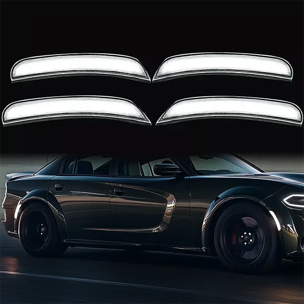 LED Front & Rear Fender Side Marker Light Set for Dodge Charger 2015–2022, Replacement Side Marker Lamps