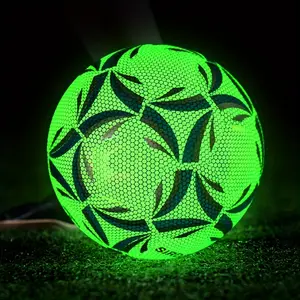 Glow-In-The-Dark Fluorescent Soccer Ball Size 5, Durable PU Material, Ideal for Outdoor Training & Home Use, Night Glow Football
