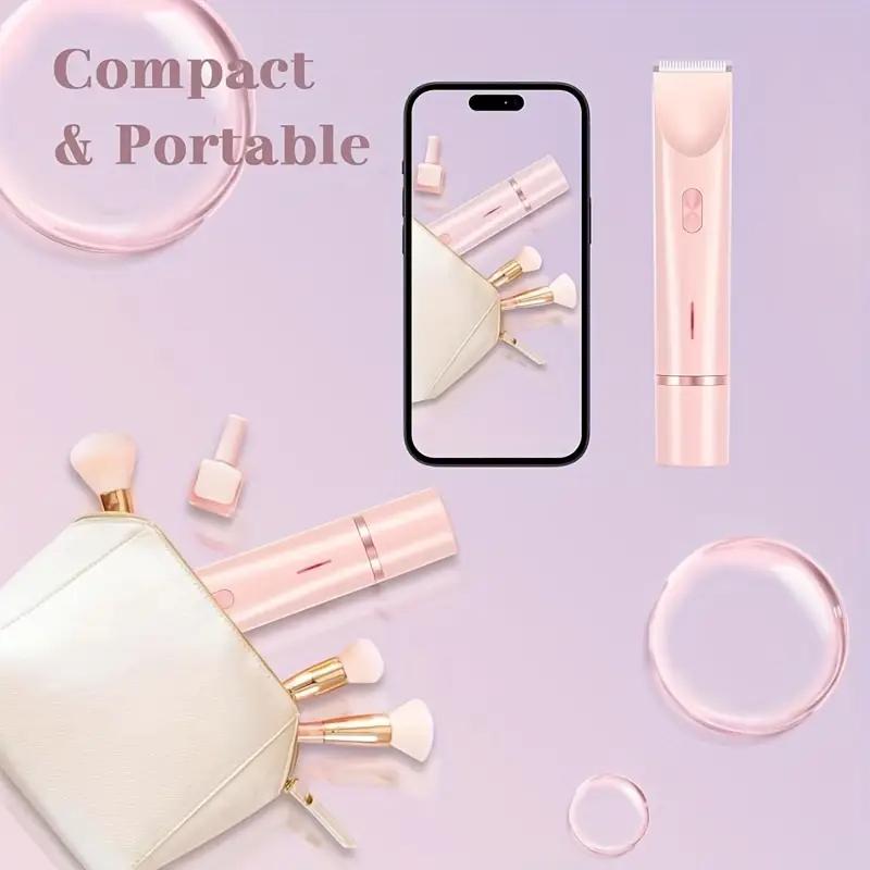 Women's Electric Bikini Trimmer & Body Shaver Dual Head Ceramic Blades Painless Wet Dry Use for Face Body Quick Smooth Cordless USB Fast Charge Gift Daily