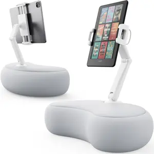 SAIJI Kindle/iPad/Phone Stand Pillow, 360° Adjustable Tablet Holder for Bed with Flexible Dual Axis Arm, Phone Holder for iPhone 15, 15Pro, iPad, Kindle, Portable Monitor and All 4.7" - 15.6" Devices