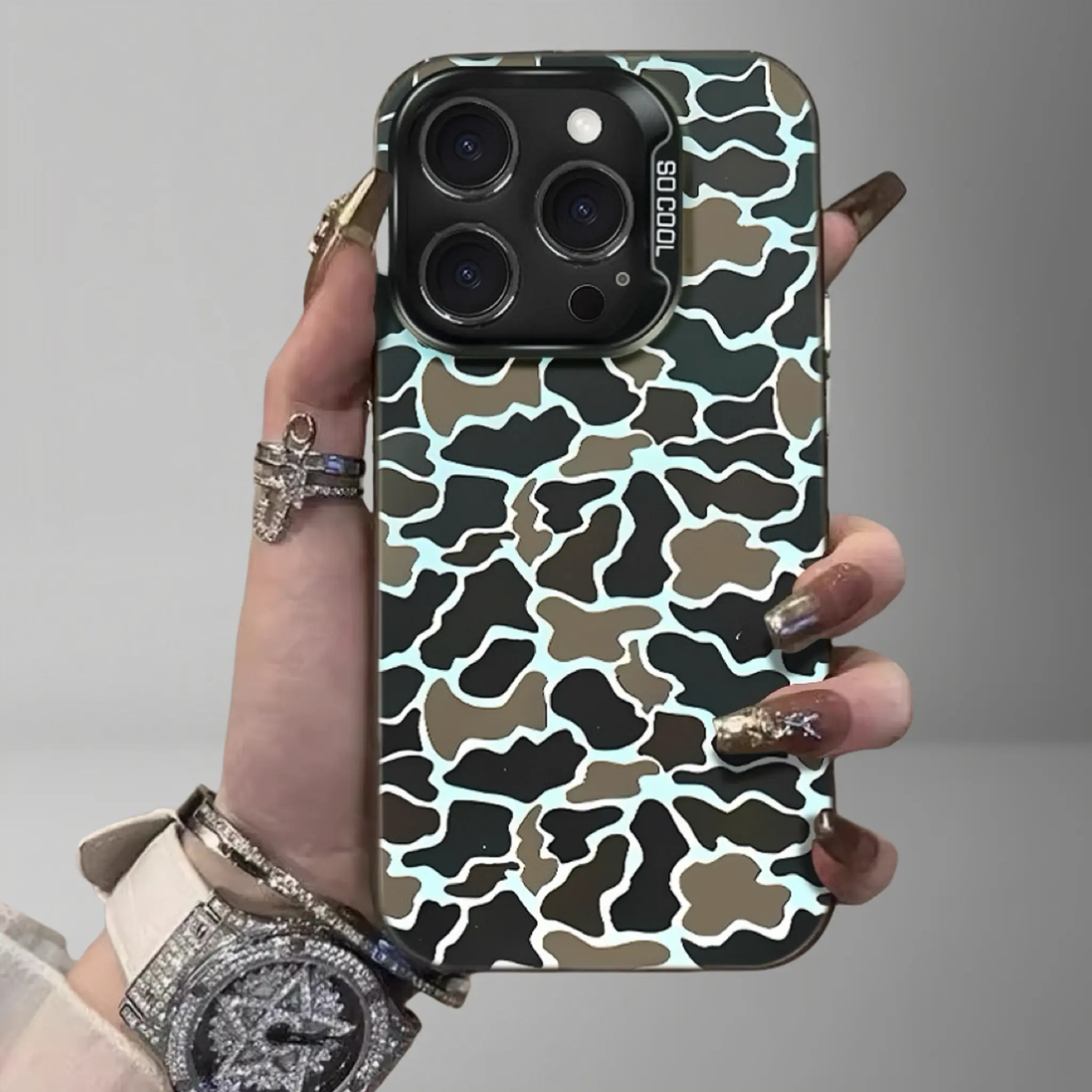 Camo Vintage Sitka Camouflage BlackShockprootPhone Case For iPhone 7 8 X Xsmax 1112 13 14 1516 Pro Max Plus,Anti-fall mobile phoneprotective cover smartphone CellphoneProtection Protector Shockproof Casing Transparent Wireless Durable Metal