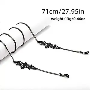Unisex Gothic Bat Spider Eyeglass Chain Lanyard Durable Fashion Sunglasses Necklace for Halloween Party Outdoor Travel Daily Use