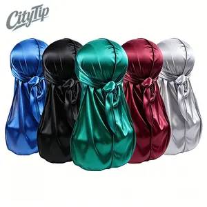 5 Pack Silky Satin Durags For Men Women, Long Tail 360 Wave Training Durag, Premium Smooth Breathable Hair Protection Dorag For Wave Training Daily Wear Sleeping All Hair Types