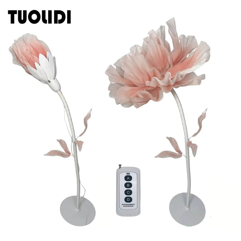 Large Automatic Open-Close LED Decorative Flower Floor Lamp - Wedding Home Decor Supplies, Illuminated Artificial Flowers, Stage Background Light