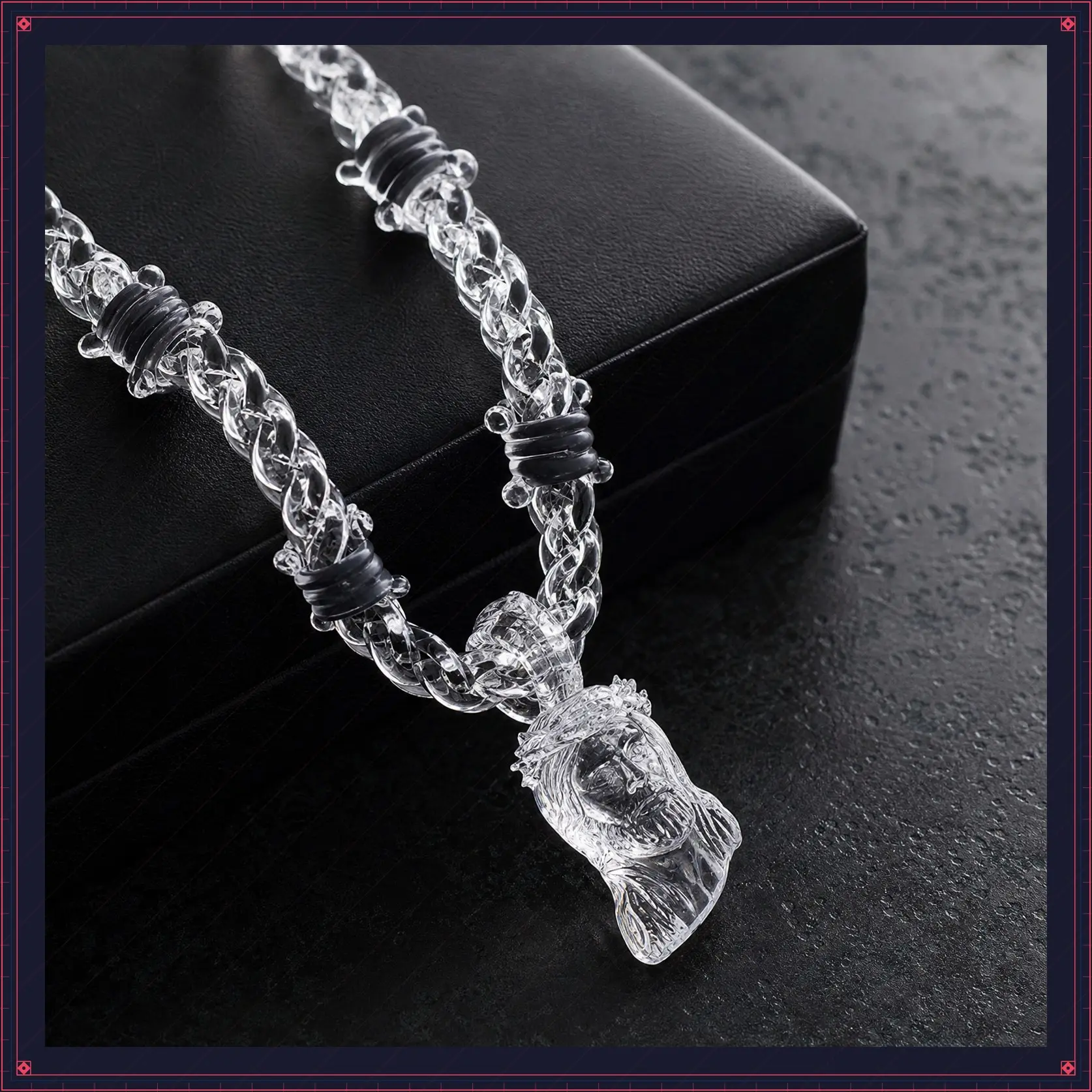FaithFilledFinds Jesus Pendant Clear Barbed Wire Chain Necklace for Men, Women, Boys, Girls, Trendy Daily Wear Necklace for Streetwear, Birthday Gifts, Christmas Gifts, and Party Accessories，men necklace，women necklace，streetwear jewelry，y2k