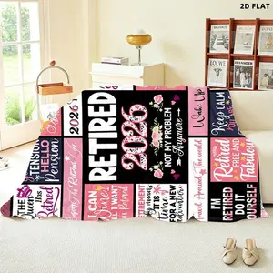 Retired 2026 Themed Throw Blanket, Single - sided Printed, Multiple Specifications Available|Festive Retirement Art Collage Design, Perfect for Home Relaxation, Gifting to Retirees, Adding a Celebratory Touch to Any Space