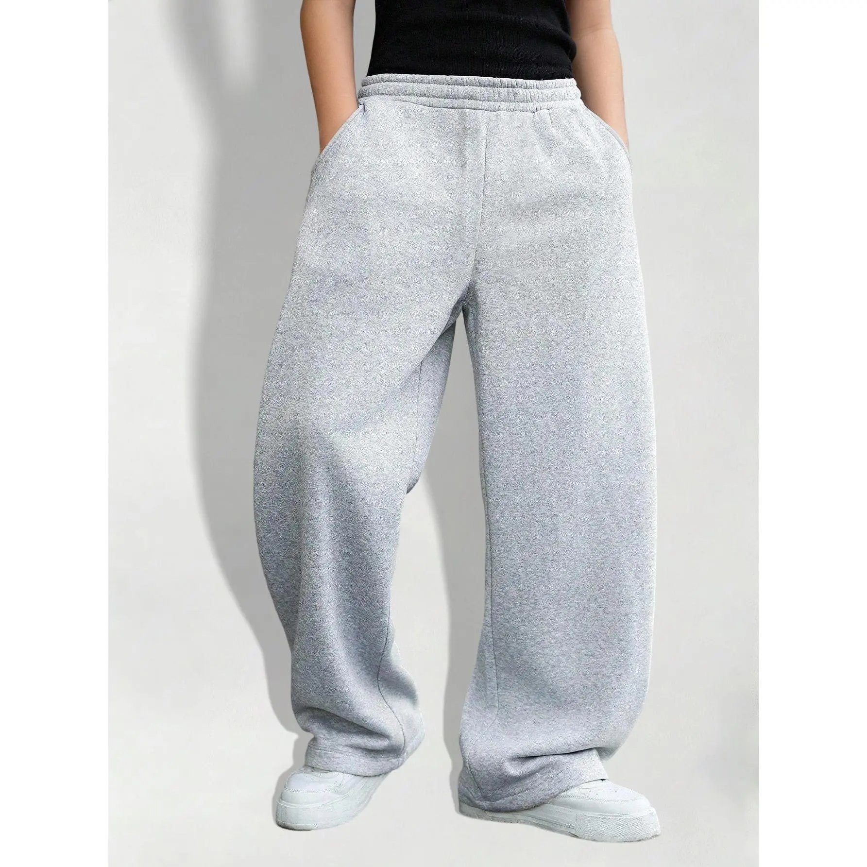 Athletic Baggy Pants Elastic Waist Drawstring Wide Leg Casual Loose Joggers Sweatpants with Pockets
