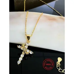 925 Sterling Silver Crown & Cross Design Pendant Necklace, Fashion Rhinestone Decor Jewelry for Party, Daily Decor, Trendy All-match  Jewelry for Birthday Gift, Mother's Day Gifts, Gift Set for Mothers, Gifts for Her