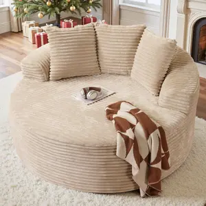 XIZZI 59'' O-Shaped Oversize Boneless Chaise Lounge Chair, lazy sofa bed, Cloud Circle Couch with Skin-Friendly Plush Corduroy for Living Room, Comfy Fluffy Sleeper Sofa, No Assembly Required