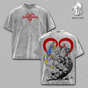Sora Vintage Washed T-Shirt – Kingdom Hearts Double Printed Graphic Tee, Retro Anime Game Streetwear, Heavy Cotton Oversized Shirt, Unisex Aesthetic Top, Gift for Kingdom Hearts Fans