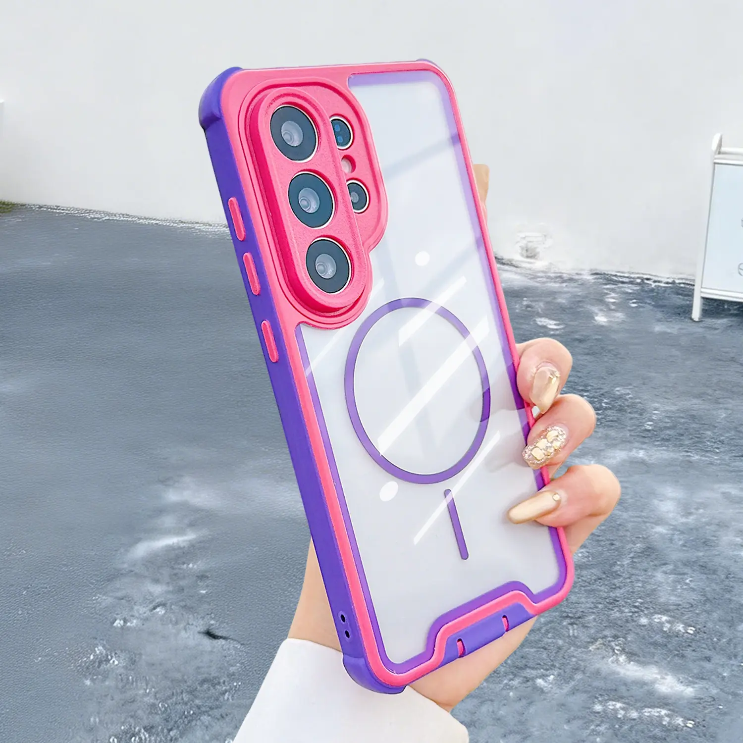 For Samsung Galaxy S26 Ultra S25 S24 S23 S22 Plus Shockproof Magnetic Phone Case Military Grade Drop Protection, MagSafe Compatible, Rugged Clear Cover with Colorful Bumper summervibes