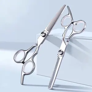 Stainless Steel Flat & Teeth Hair Scissors – 2-Piece Set, 25% Seamless Thinning, Sharp Durable for Salon & DIY Haircuts