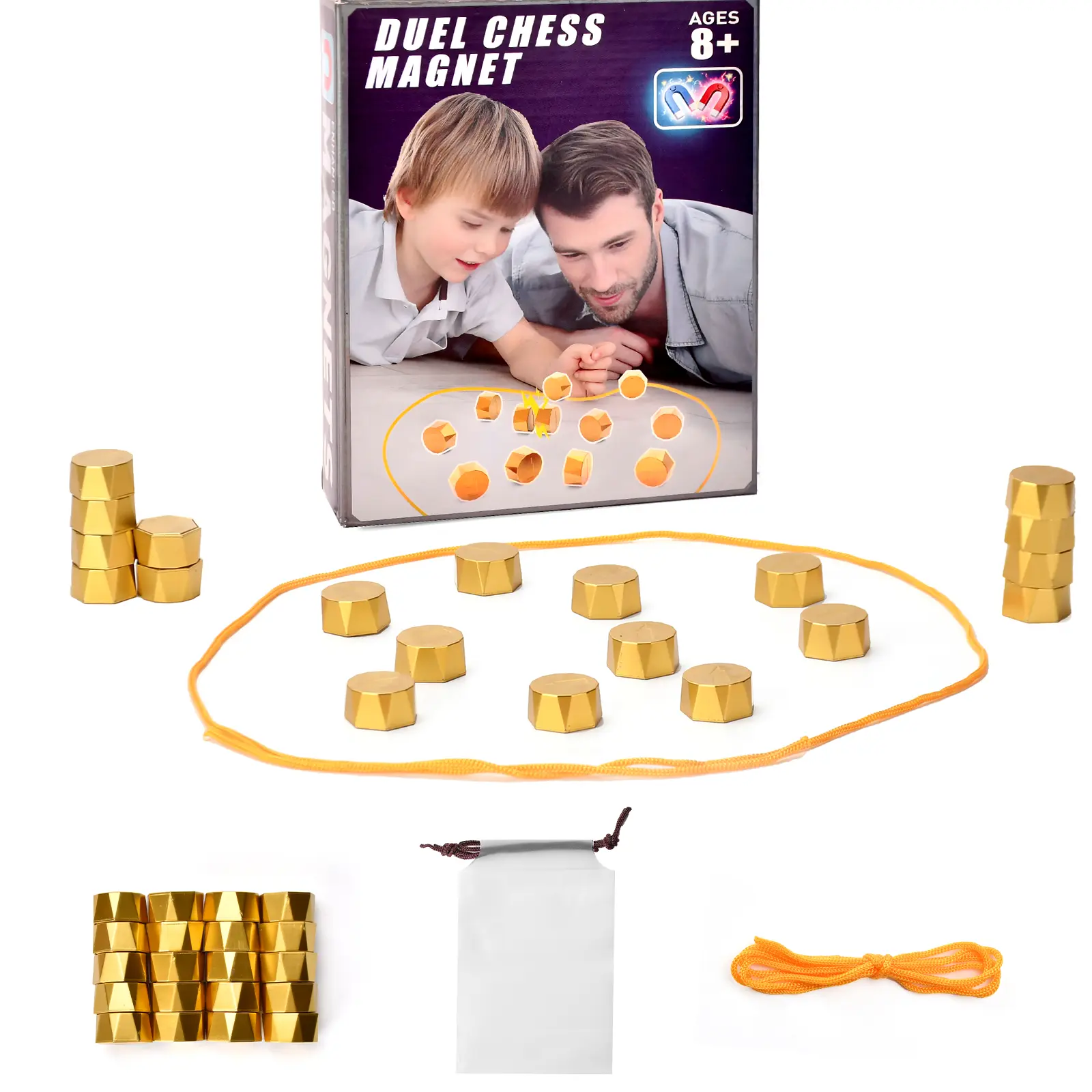 Magnetic Chess Game Gift - Portable Strategy Board Game with Stones and String, Ideal for Family Party Travel, Portable Chess Game, Strategy Board Games