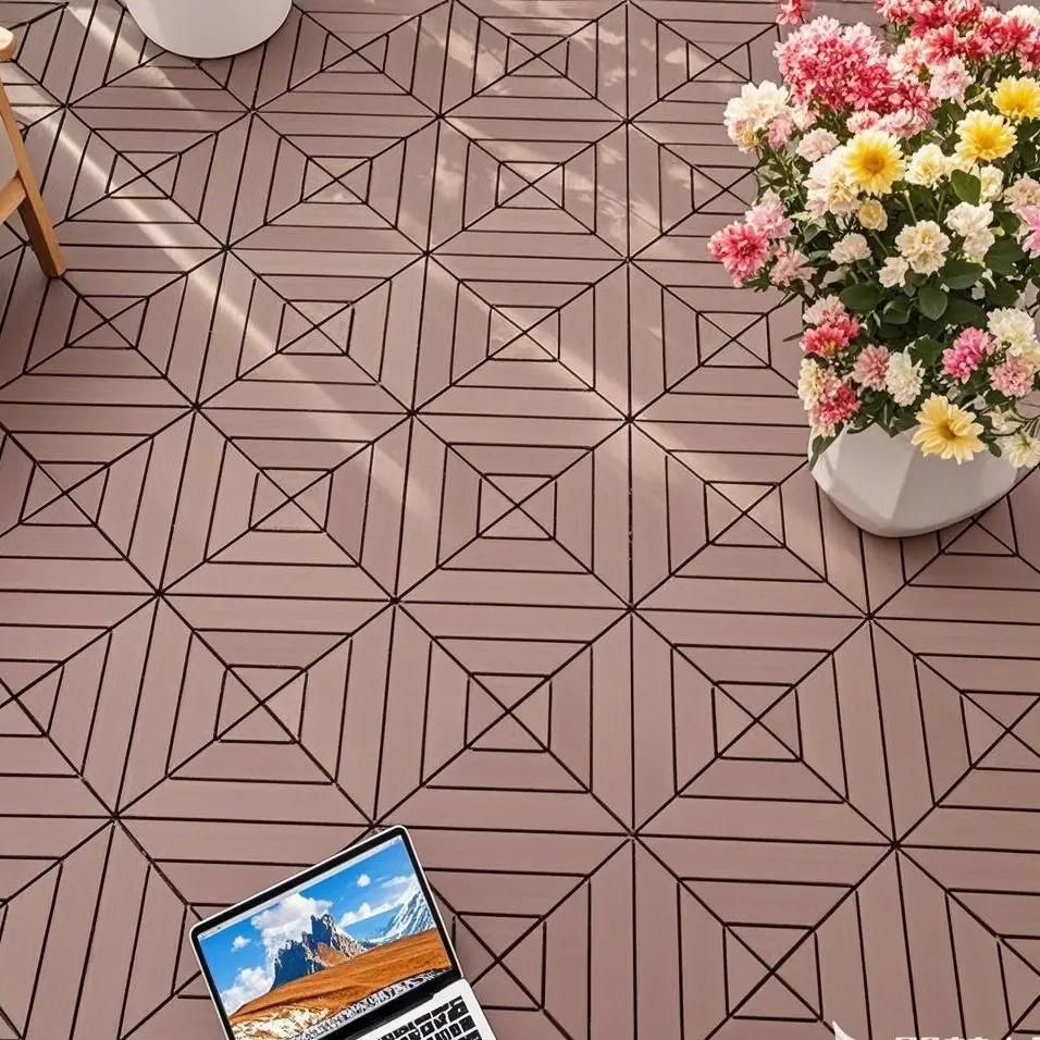 HZ Deck Tiles - 44 Pcs Interlocking Non-Slip Fast-Draining PVC Floor Tiles, Quick Easy Installation, Durable for Garden, Porch, Indoor Balcony Home Improvement Decorative Flooring