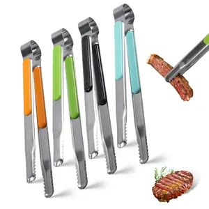 4-pack Portable Kitchen Stainless Steel Cooking Tongs, Metal Non Slip Comfortable Grip, Food Tongs, Lightweight Barbecue Tongs, Service Tongs,  Utensils Hanging Indoor ,Used for Gatherings, BBQ, Party, Restaurant, Camping, Textiles & Soft Furnishings