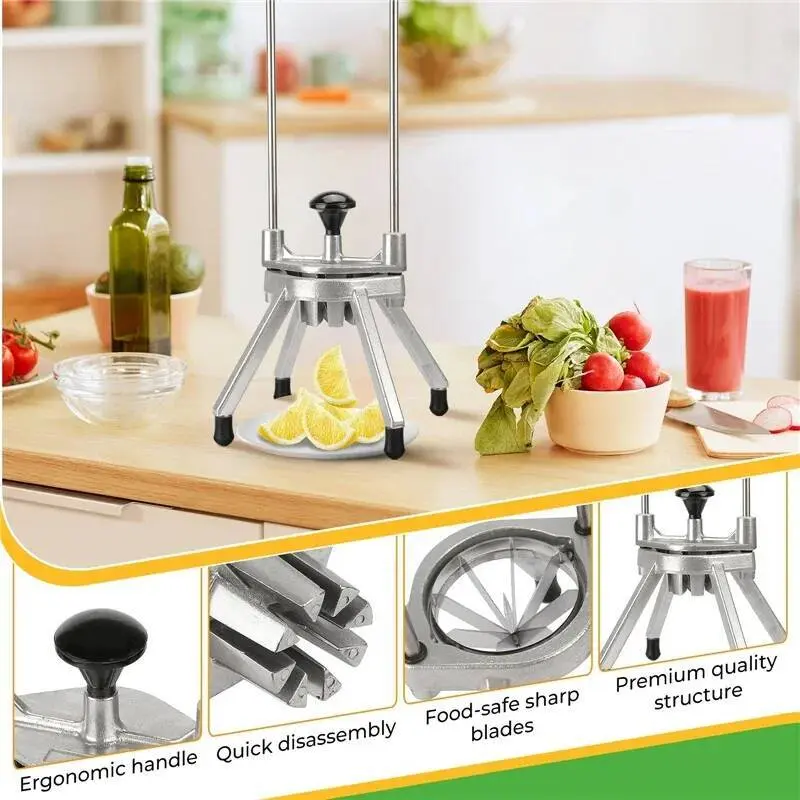 Lemon Wedge Slicer Chopper 8-Section Commercial Limes Wedger Fruit Vegetable Cutter Home Kitchen Appliance for Bar Restaurant