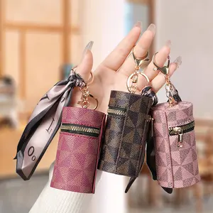 Women's Mini Zipper Keychain Wallet – Lipstick & Earbud Holder, Cute Bag Charm