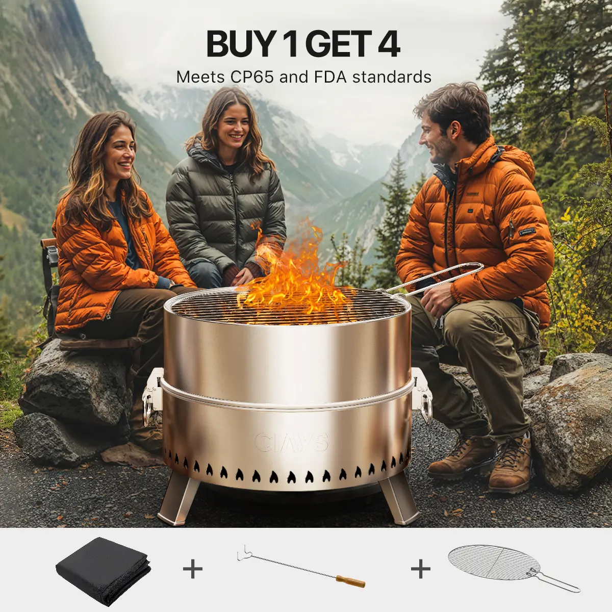 Ciays 19" Smokeless Outdoor Wood Burning Fire Pit with Patented Technology, Steel Grill Rack, Fire Poker, Carry Bag, Easy Setup for Camping, Patio Use#TikTokShopBlackFriday, Outdoor Fire Pit, Wood Burning Firepit