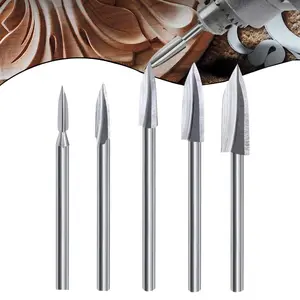 Wood Carving Tools, 5 Counts/set HSS Woodworking Tools, Rotary Tool Carving Bit Set, Universal Tool for DIY Carving Drilling Micro Engraving Metal