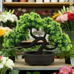 Mini Artificial Dragon Claw Pine, Fake Bonsai Tree in Pot, Chinese Style Home & Office Decor, No Maintenance, Feng Shui & Meditation