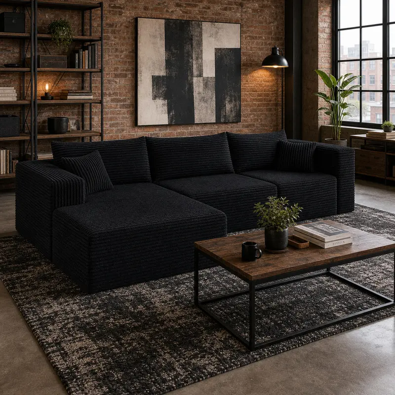 4-in-1 Modular Cloud  Set, Compression Floor  with Armchair, Chaise, Ottoman & Center  – Small Space Apartment   reversible upholstered L-Shaped Chenille queen   large couch chair of seccion al beige curved living room deep  lounge comfy teddy kids