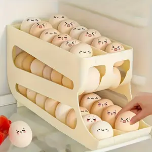 Double-Row Egg Rack, Home Refrigerator Storage Box, Food Storage Container, Suitable for Fridge, Kitchen, Countertop, Cabinet