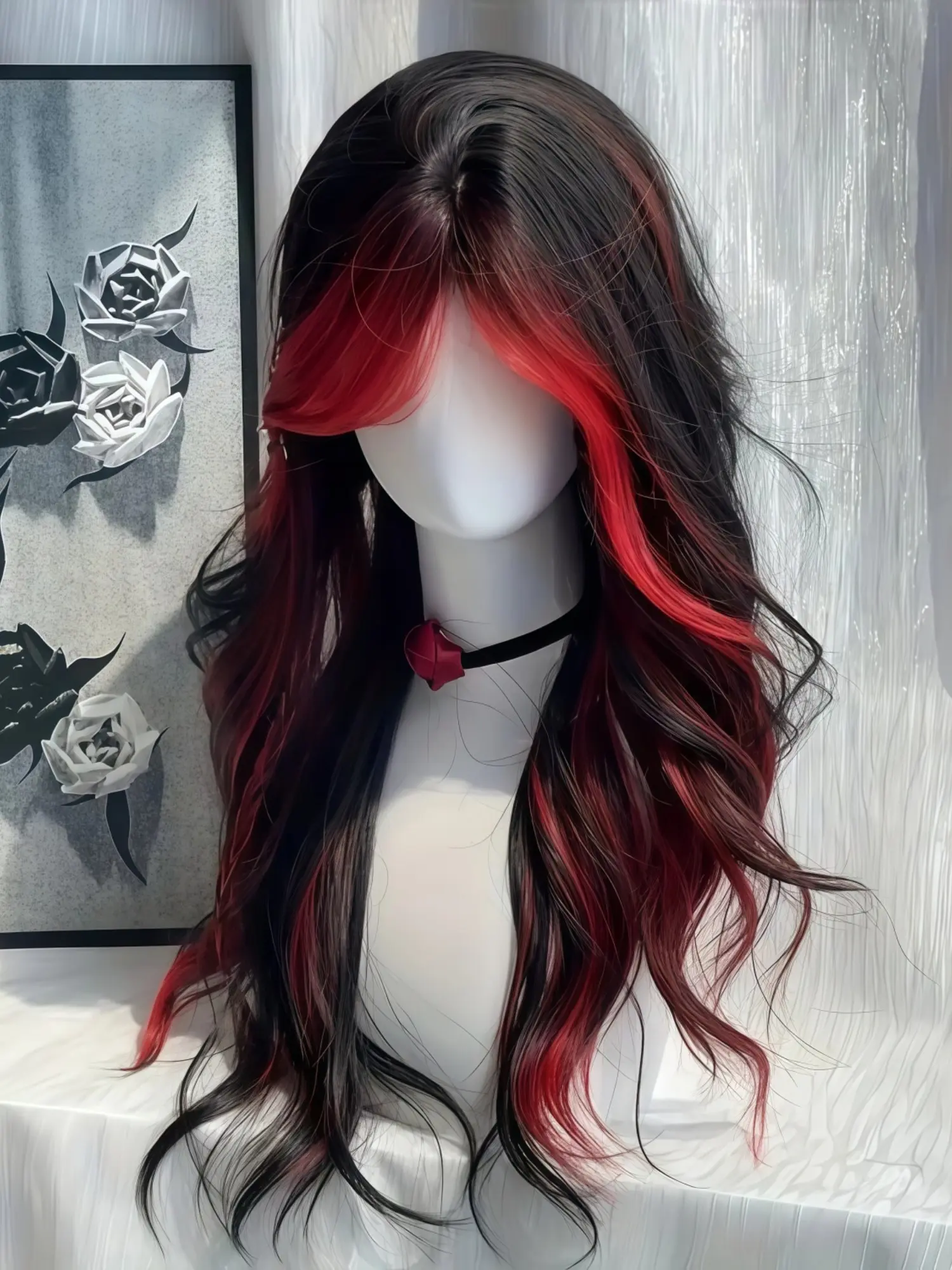 26-Inch and Straight Synthetic Heat-Resistant Wig with Bangs, Party Wig, Ideal for Cosplay, Parties, Stage Performances, Weddings, Dance, Synthetic Wigs