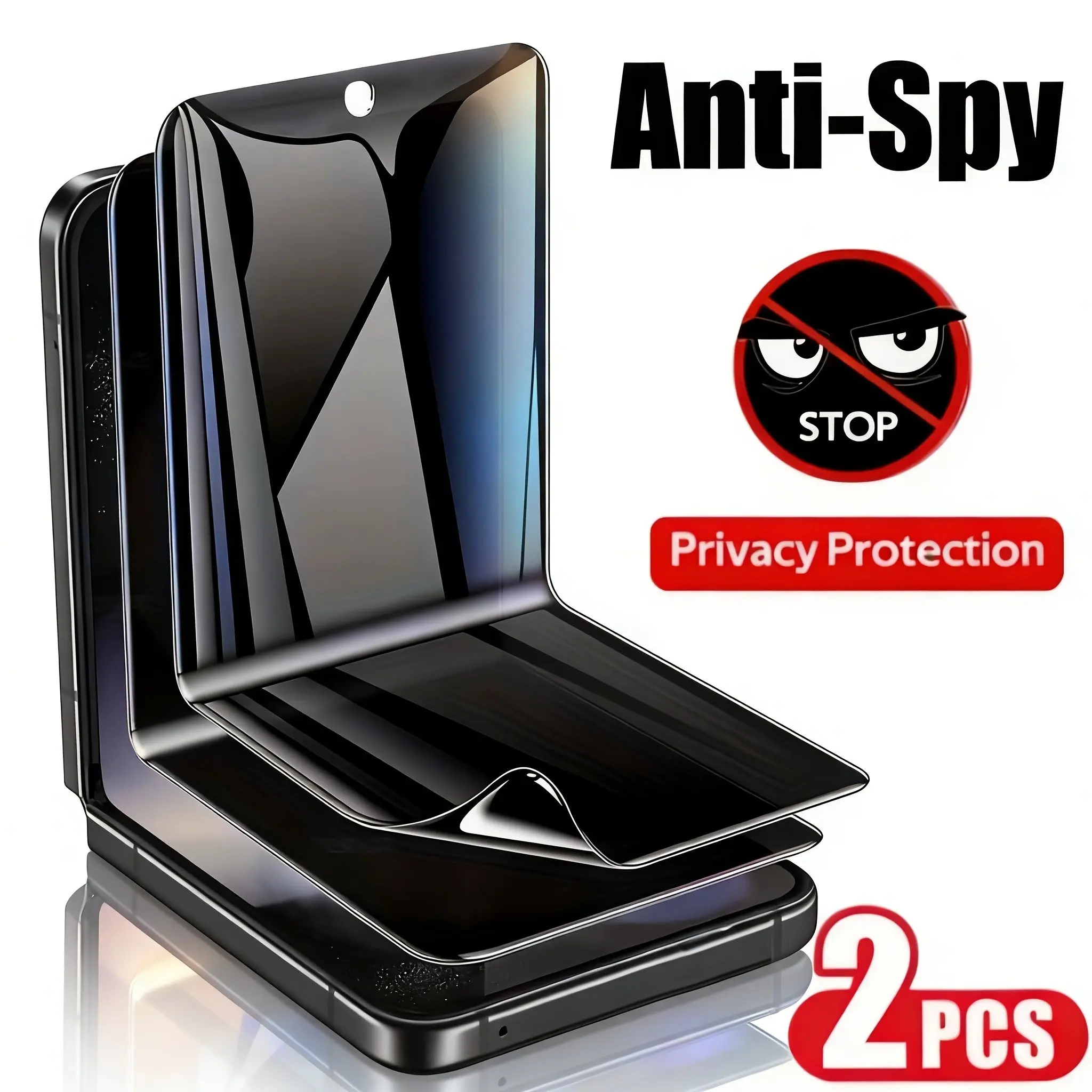 2 pcs Full Cover Anti Spy Hydrogel Film For Samsung Galaxy Z Flip 7/SE/6/5/4/3 Screen Protector, Durable Protector, Privacy Hydrogel Film (Not Glass)