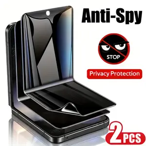 2 pcs Full Cover Anti Spy Hydrogel Film For Samsung Galaxy Z Flip 7/SE/Z Flip 6/Z Flip 5/Z Flip 4/Z Flip 3 Screen Protector For Samsung ZFlip3/ZFlip4/ZFlip5/ZFlip6/ZFlip7 Privacy Hydrogel Screen Protector Film (Not Glass)