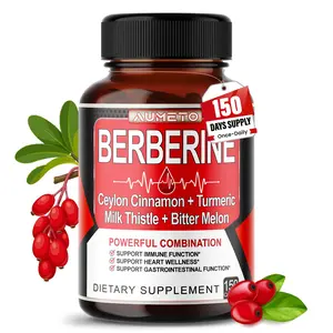 Aumeto Berberine Supplement enhanced with Ceylon Cinnamon, Turmeric, Milk Thistle, Bitter Melon for Digestion, Immunity & Cardiovascular Support - 150 Count