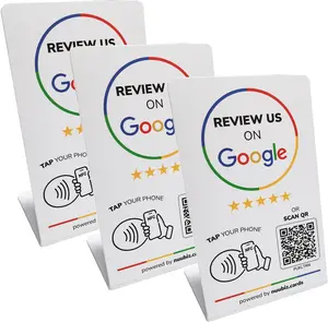 Review Stand – NFC Tap to boost SEO - Review QR Code Sign, No App, No Subscription – Easy Setup, 5.02" x 2.99"