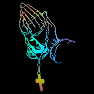 1pc fashionable car stickers, prayer gesture, car-shaped window glass vinyl decals for car/motorcycle decoration