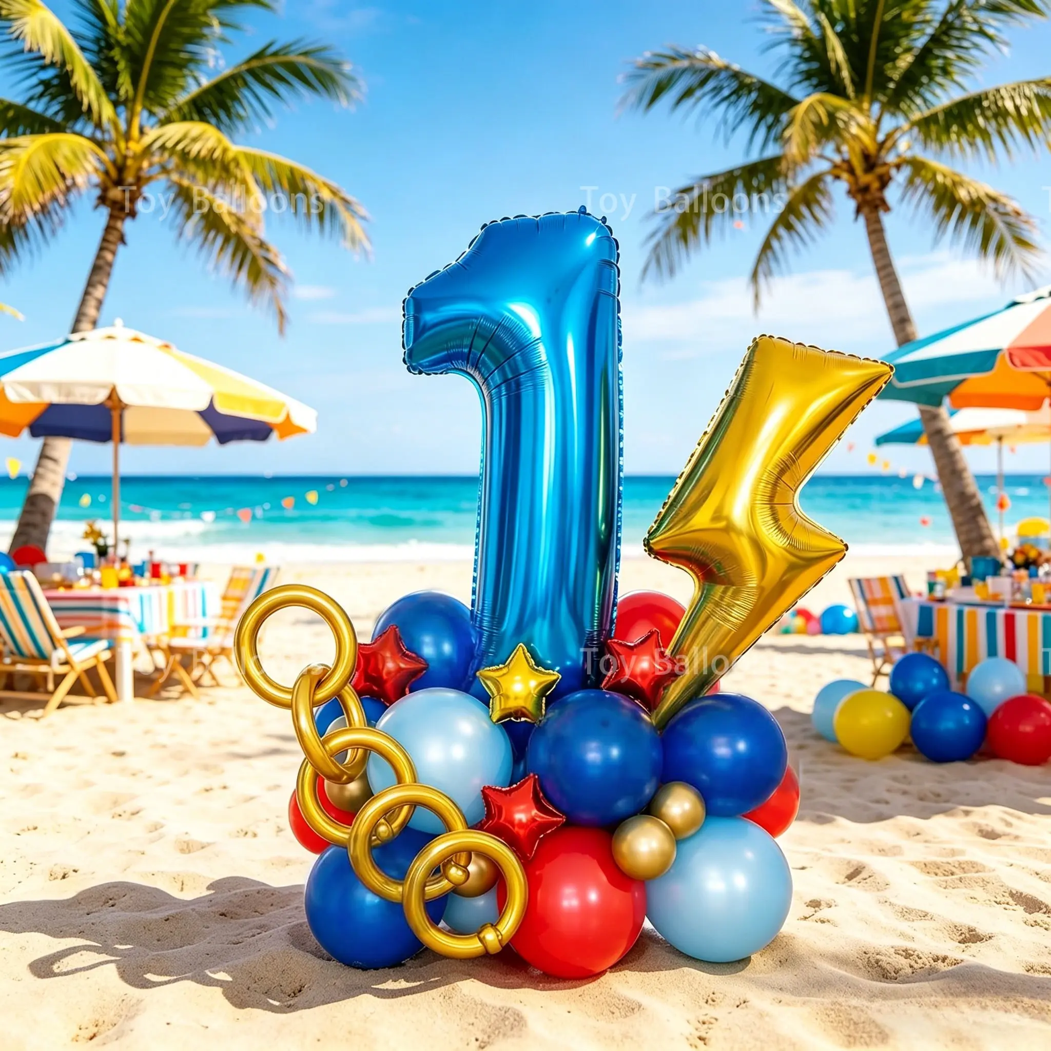 45-Piece Superhero Lightning Number Balloons Set, Balloon Decorations Kit, Blue Numbers, Gold Lightning, /gold Stars, Perfect for Parties, Birthdays, Events, Party Balloons, Foil Balloons, Latex Balloons