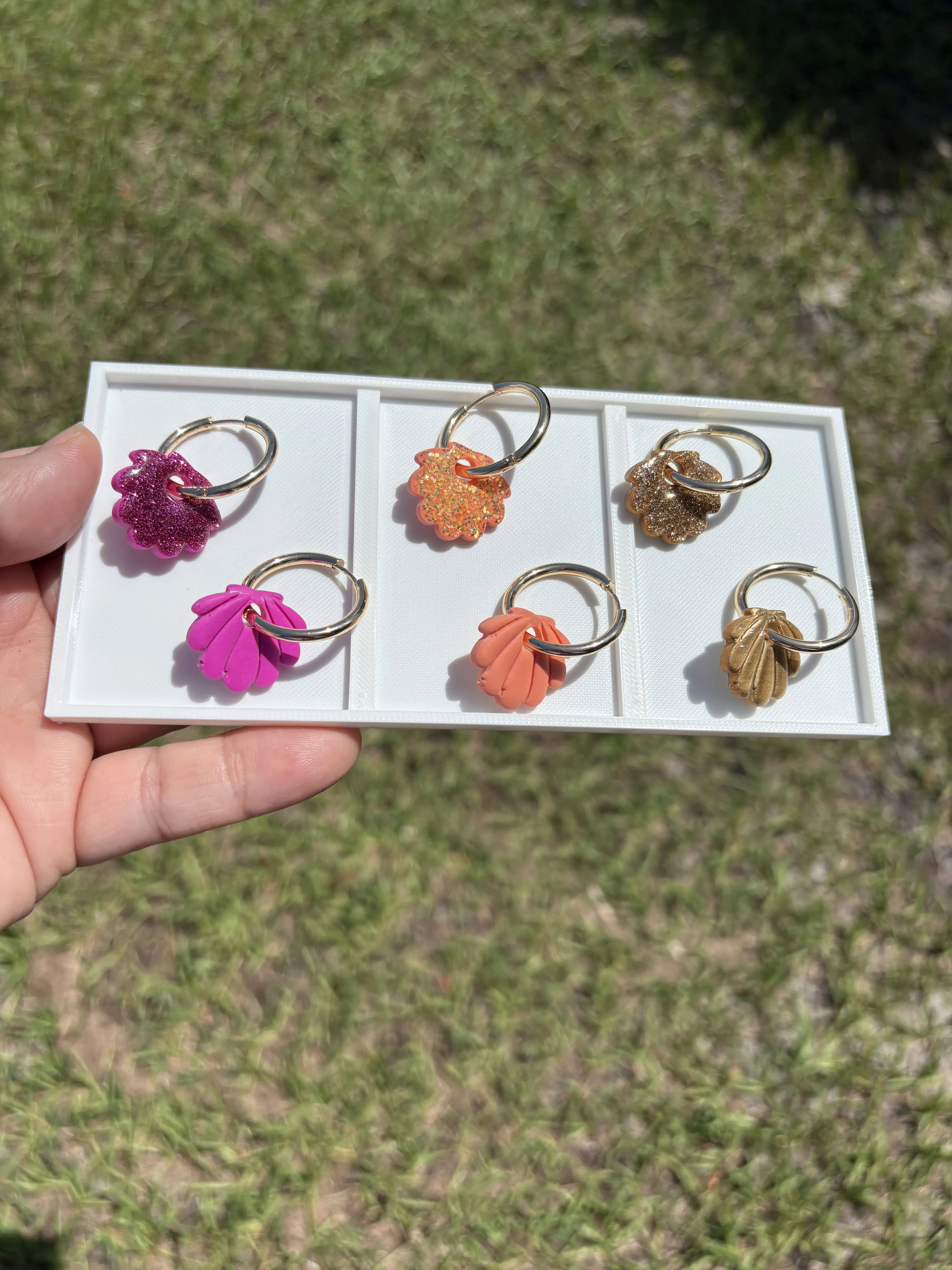 Clam Charm Hoop Earrings- Reversible