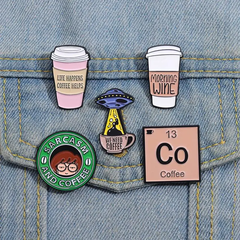 10-Piece Cartoon Durable Metal Pins, Minimalist Coffee & Animal Motif Brooches for Casual Wear, Collar Clips & Scarf Buckles, Engagement, Memorial Day, Unisex Item, Anniversary, Auspicious, Zinc Alloy