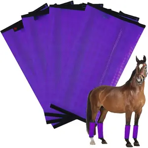 Horse Fly Boots, Breathable Mesh Protection Set of 4, Comfortable Horse Leggings, Breathable Mesh Design, Equine Supplies for Reduce Stomping, Hoof  &   (Purple, Large)
