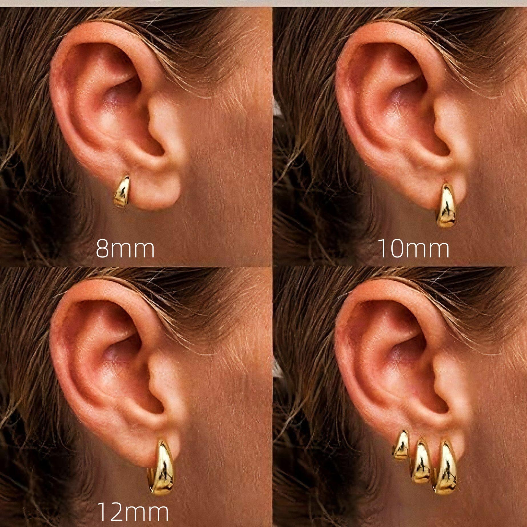 6 Pcs Huggie Hoop Earrings 8mm/10mm/12mm 14K Gold Plated Earring Stack Small Earrings for Women Hypoallergenic Trendy Waterproof Multiple Cartilage Earring for Women Surgical Steel Stud Set