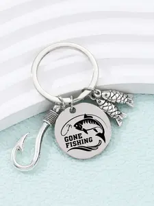 New Simple Fashion Fish Hook Small Alloy Keychain, Stainless Steel Fishing Lover Memorial Gift, Daily Bag Accessory Charm, Fish Enthusiast, Fish Hook Design, Minimalist Design Keychain, Stylish Keychain