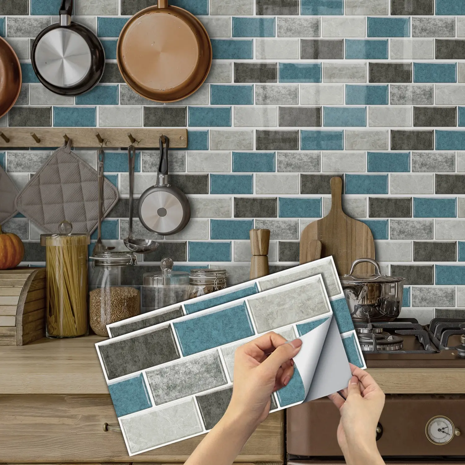 2D Brick Backsplash Stickers 15x30cm, Waterproof Peel and Stick Wall Decor, No Residue, Easy Remove, Universal Wall Decal